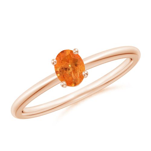 Angara 0.42 Carat Classic Solitaire Oval Spessartite Promise Ring in 14K Rose Gold