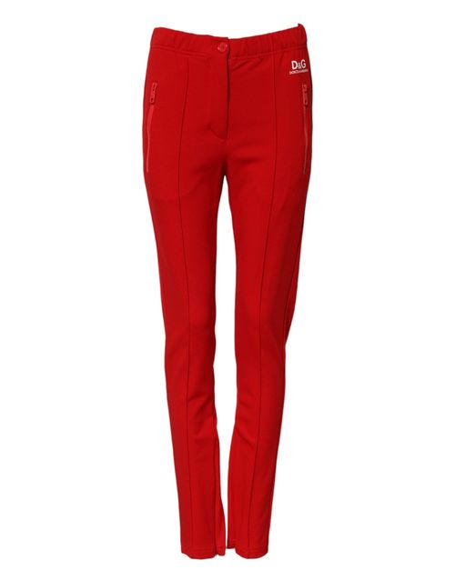 Mid-Waist Slim Fit Trousers — Red