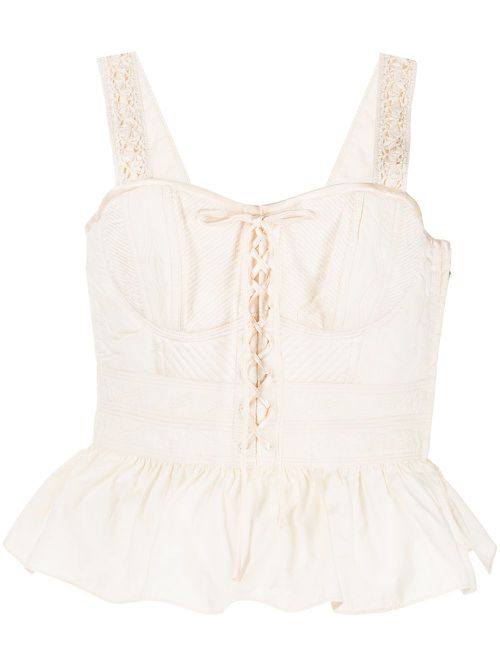 Peplum-hem cotton blouse - Neutrals