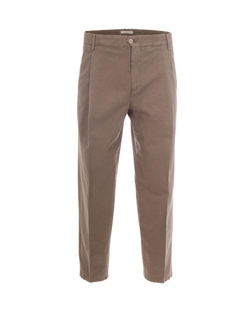 Beige Regular Flat Front Pants