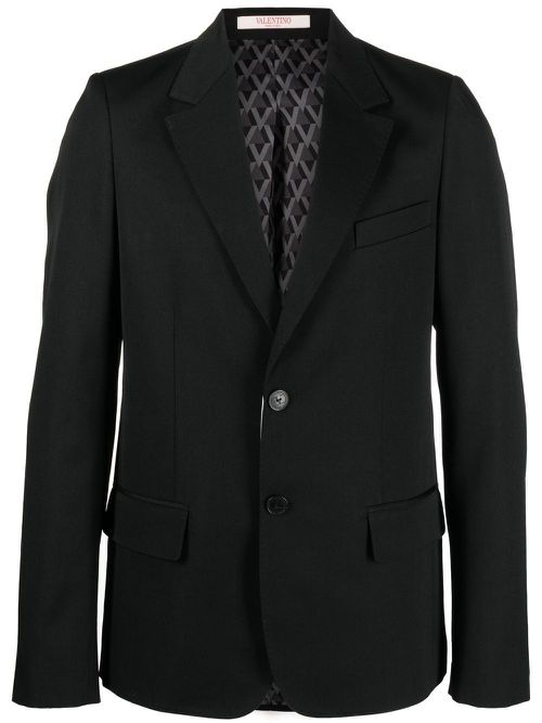 Single-breasted virgin wool blazer - Black