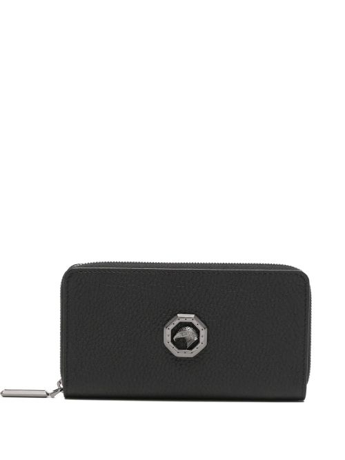 Logo-Plaque Leather Wallet — Black