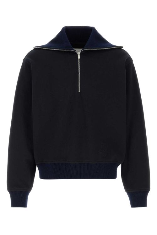 Half-Zip Cotton Sweater — Black