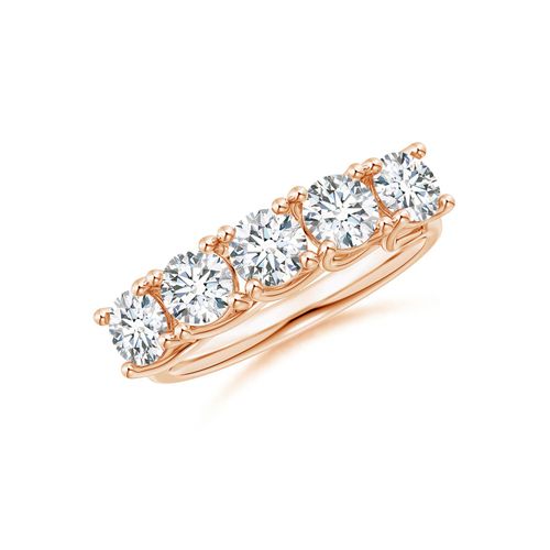Angara 1.75 CTW Lab-Grown Half Eternity Five Stone Diamond Wedding Ring in 18K Rose Gold