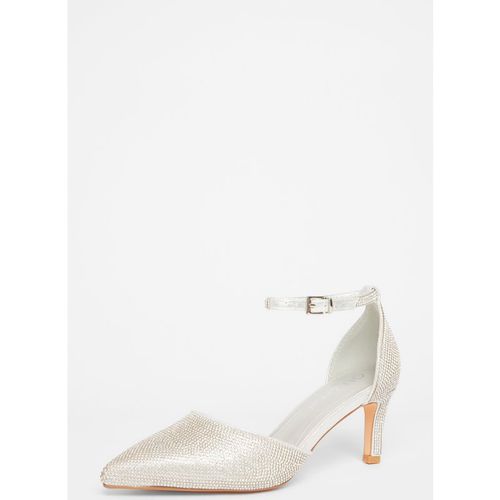 Silver Wide Fit Diamante Court Heels