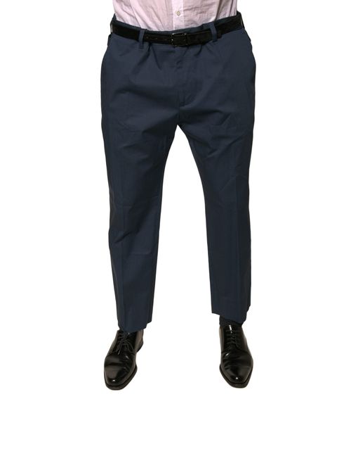 Cotton-Elastane Dress Trousers — Navy