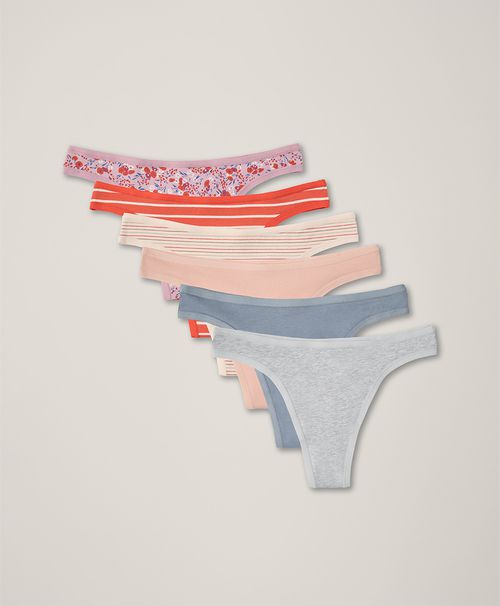Women's Meadow Stripes Everyday Classic Fit Thong 6-Pack