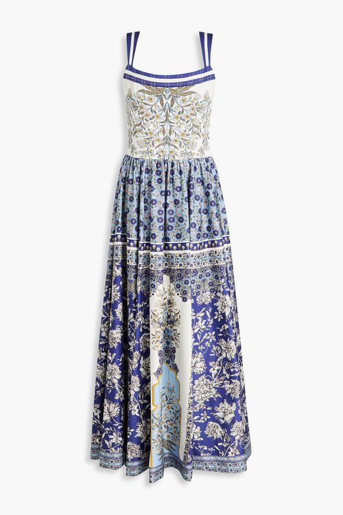 Alice Olivia - Guinevere floral-print cotton-blend maxi dress - Blue - US 0