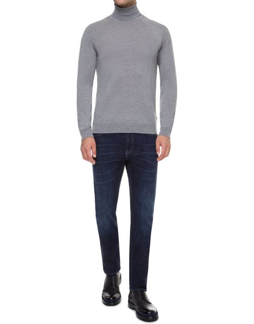 Virgin Wool Turtleneck Sweater — Gray