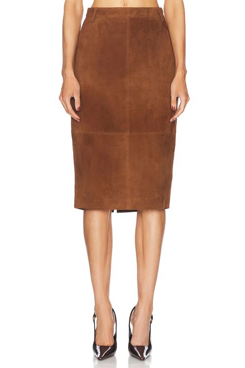 Retrofete Marcella Suede Skirt in Cinnamon - Brown.  S also in