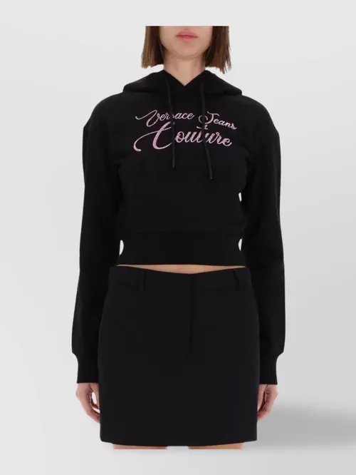 Versace Jeans Couture - hooded cropped knitwear drawstring