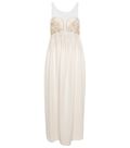MM1 Sleeveless Silk Dress with Chiffon Embroidered Bodice an