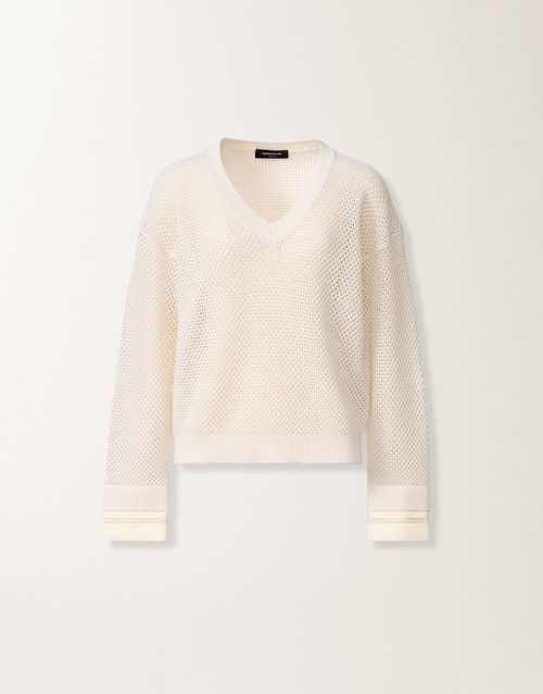 Sweater in organic cotton with lustrous viscose, butter