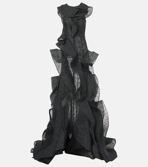Spiral ruffled gown