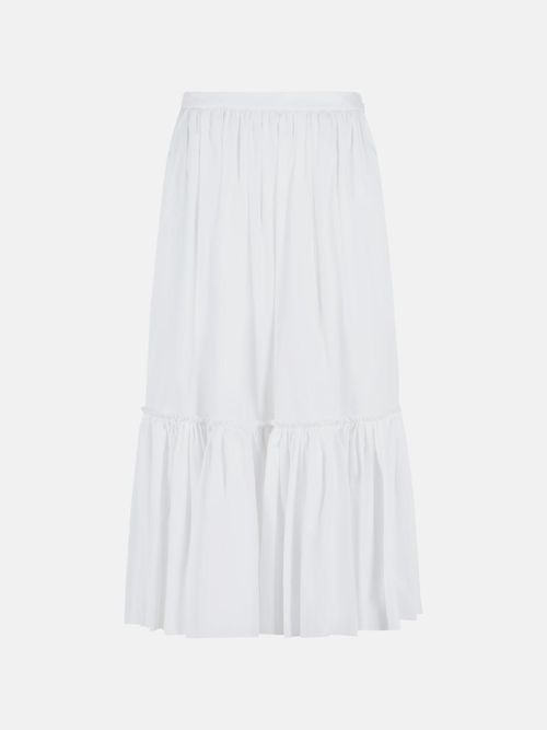 Skirt In White Cotton Poplin