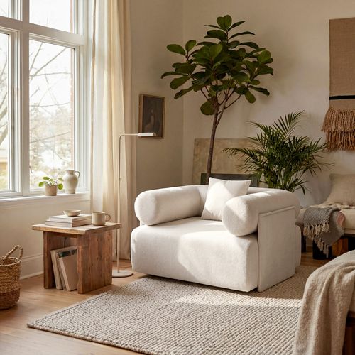 Serene Modern Rost Samt Lounge Akzentstuh