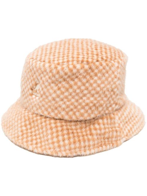 Logo-patch faux-fur bucket hat