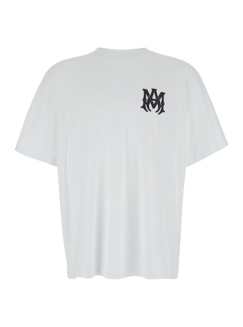 Oversized White T-shirt With Contrasting Logo Print In Cotton Man