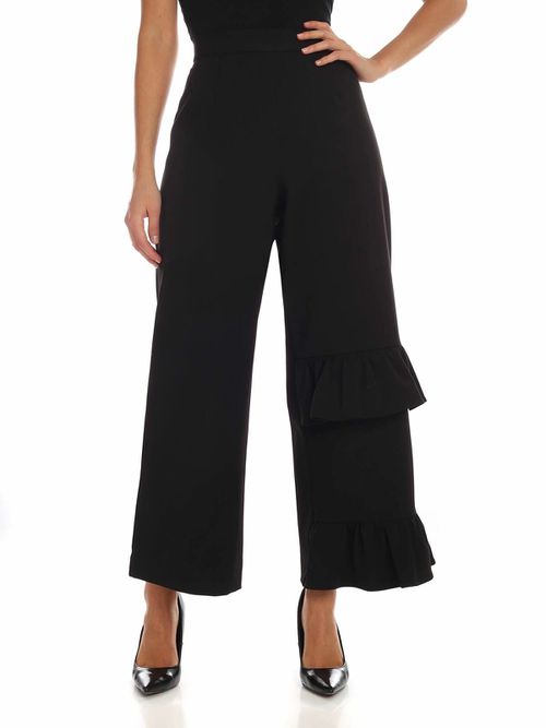 Black trousers with flounces