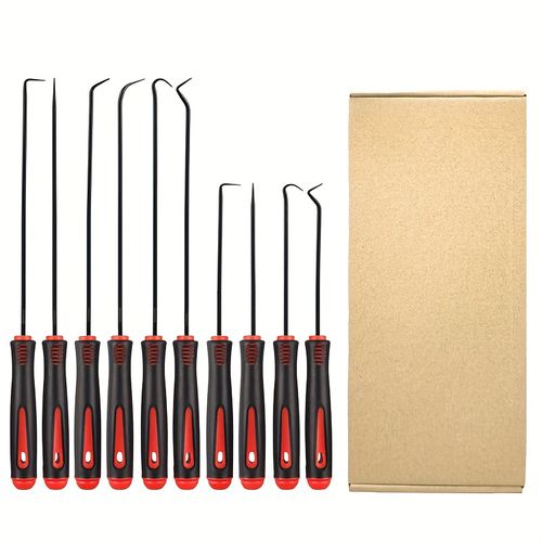 TEMU Automotive Precision Pliers And Hook Set 10pcs - Suitable For Removing Oil Seals, O-rings, Gaskets, And Hoses, Automotive Seal Hooks, Industria
