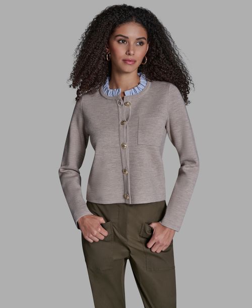 Women's Crewneck Button-Front Sweater - Oatmeal Heather