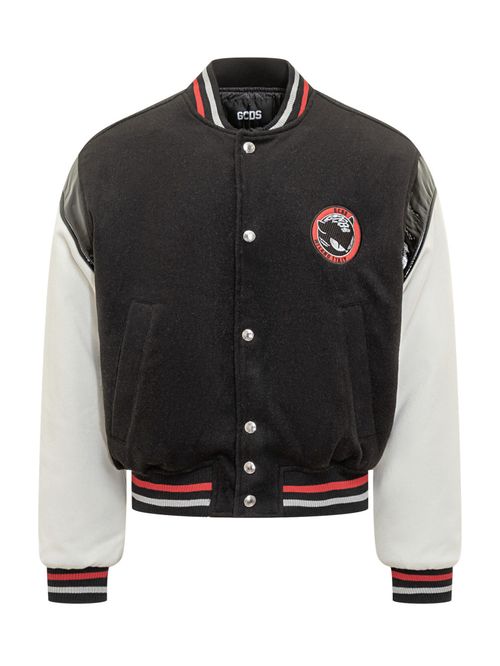 Black Color Block Band Collar Jacket