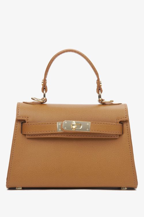 Estro: Women's Light Brown Satchel Handbag made of Premium Italian Genuine Leather