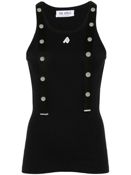Logo-appliqué ribbed tank top - Black