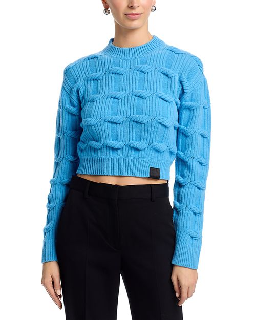Wool Chain Knit Cropped Sweater