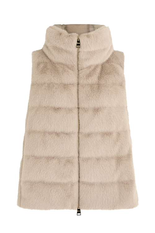 Padded High-Neck Vest — Beige