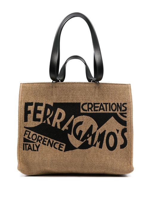 Medium logo tote bag - Neutrals