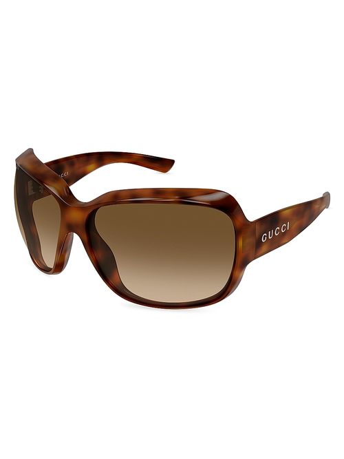 Women's Lettering 70MM Rectangular Sunglasses - Brown