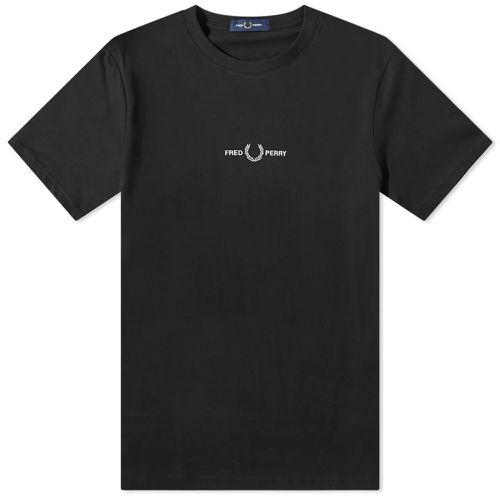 Men's Embroidered T-Shirt in Black, Size Small