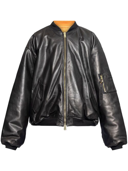 Leather bomber jacket - Black
