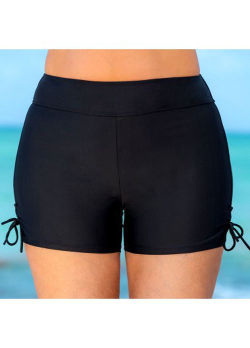 Modlily High Waist Tie Side Drawstring Plus Swim Shorts - 4X