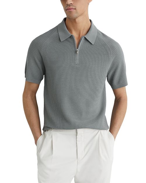 Estate Short Sleeve Half Zip Textured Polo