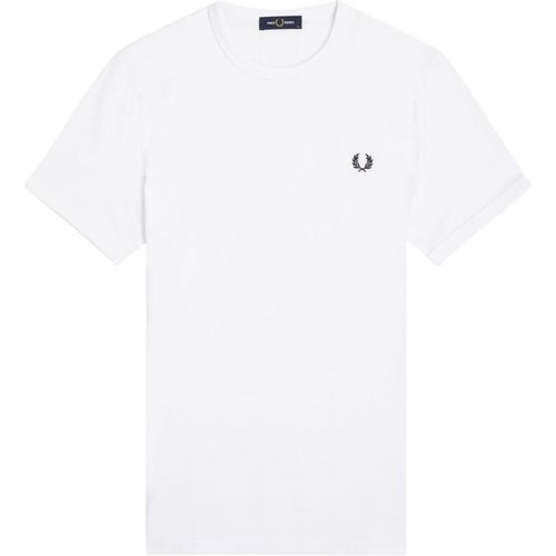 Fred Perry Mens Ringer T-Shirt White Cotton