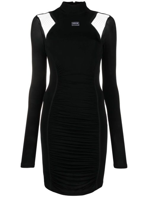 Mesh-panel mini dress - Black