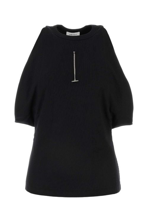 Ribbed Cotton Sweater — Black
