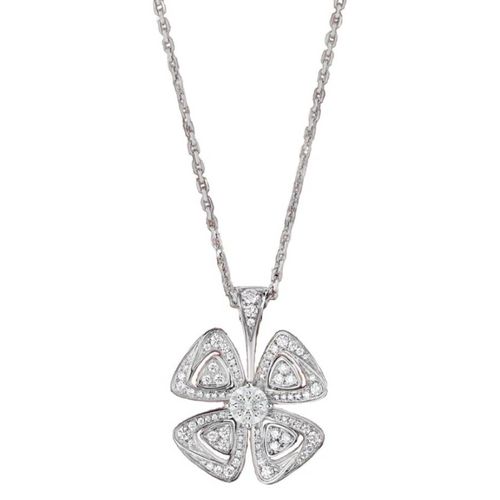 Fiorever 18 Kt White Gold Diamond Necklace