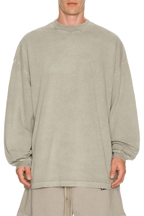 Fear of God ESSENTIALS Signature 90's Long Sleeve Tee in Faded Seal - Neutral. L also in M, S, XL/1X, XS, XXL/2X, XXXL/3X