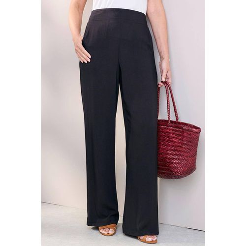 Cotton Traders Women's Wide Leg Pull On Trousers 27" 68. inside leg in Black