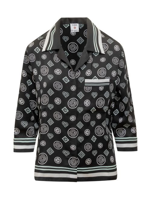 Black Regular Logo Print Shirt
