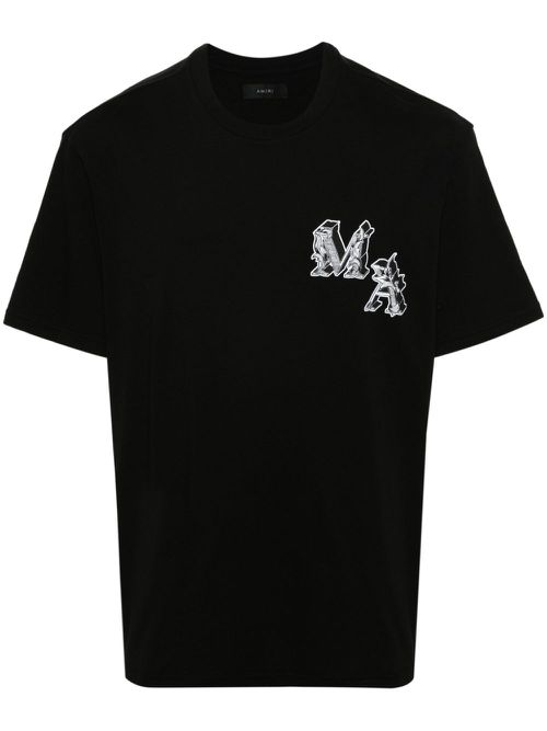 Flocked-angel T-shirt - Black