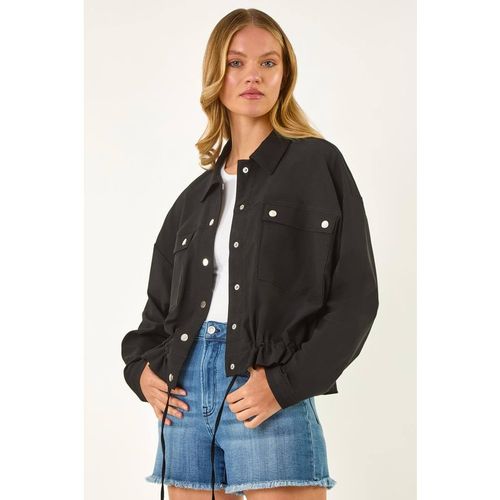Roman Utility Collared Stretch Pocket Jacket In Black
