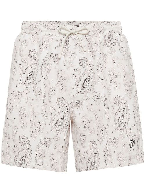 Paisley-print swim shorts - White