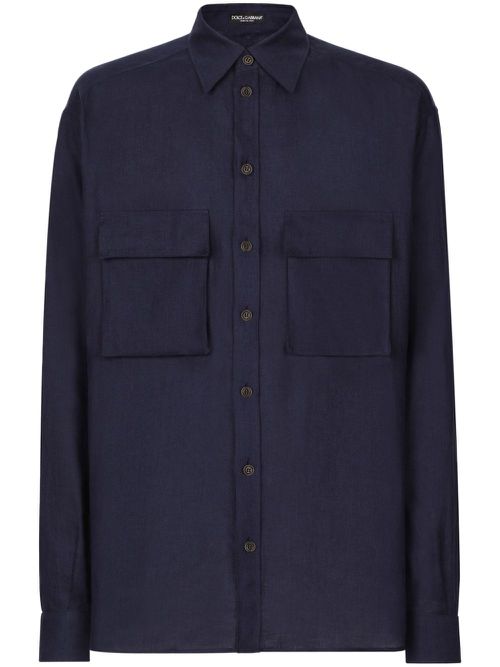 Button-up linen shirt - Blue