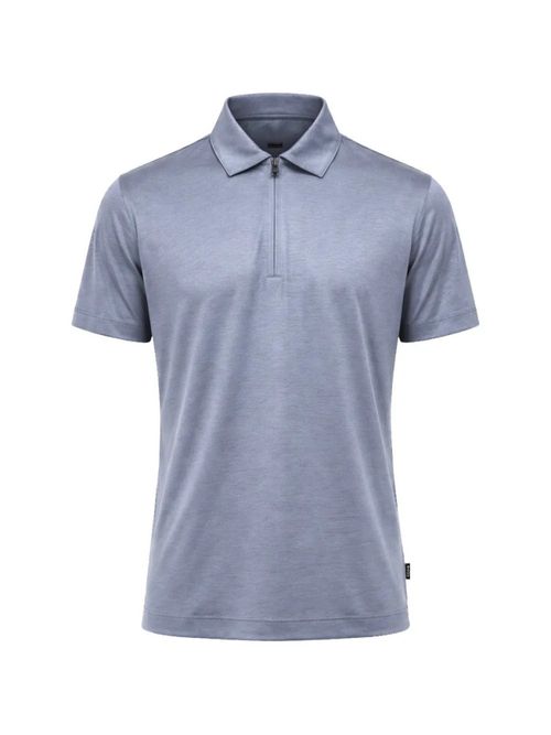 Blue Solid Shirt Collar Polo