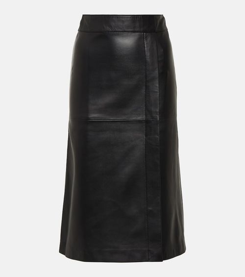 Sèvres leather midi skirt