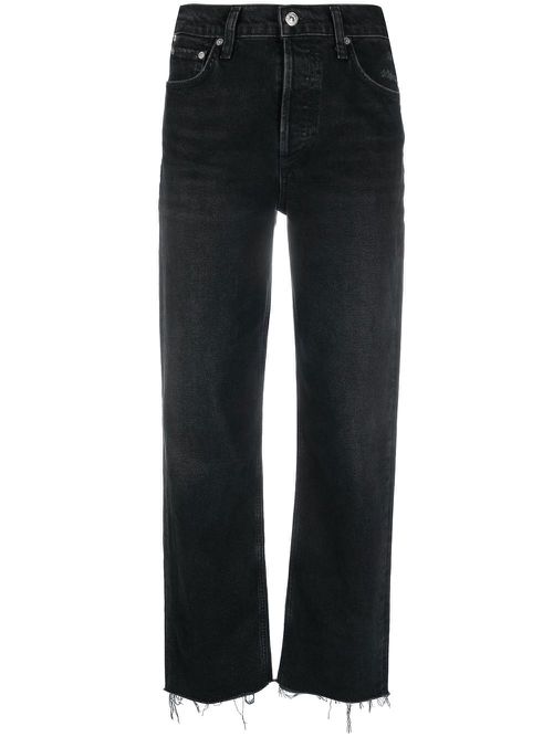 Florence cropped straight-leg jeans - Black